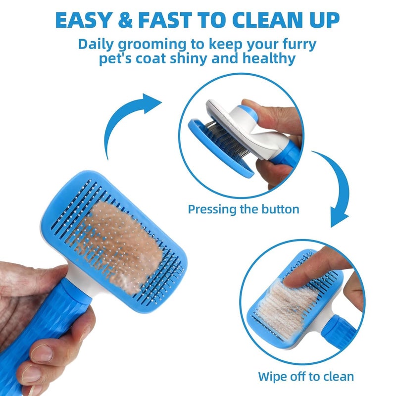KUEIOX Dog Brush for Shedding,6 PCS in One Pet Slicker Hair Brush Kit Organizer Bag - Dog Cat Grooming Deshedding Undercoat Rake Brush Comb for All Small Large Dogs Cats Blue - Image 3